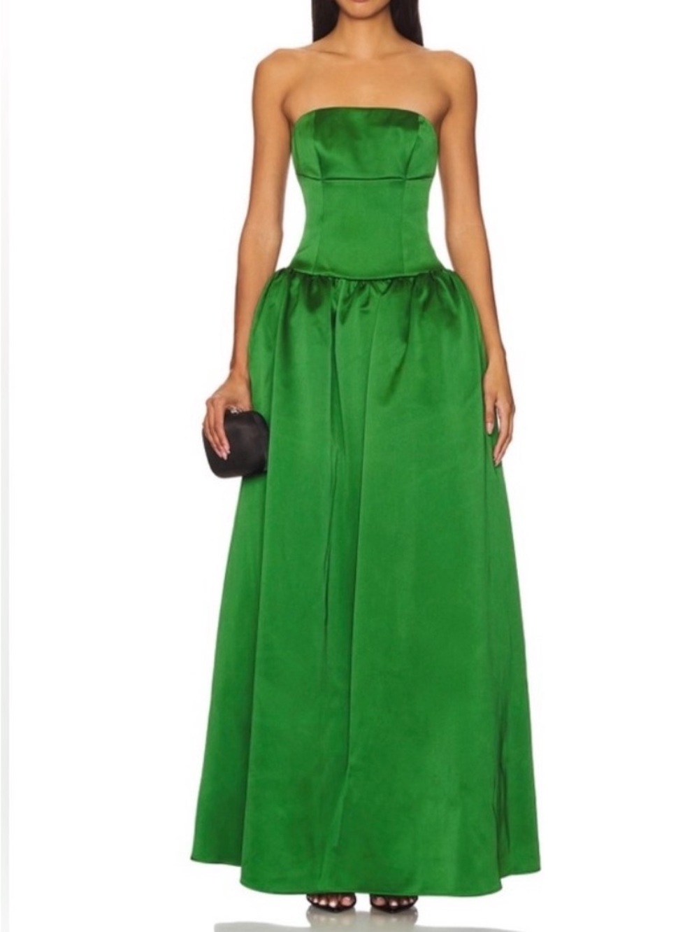 Self-Portrait Satin maxi dress in green